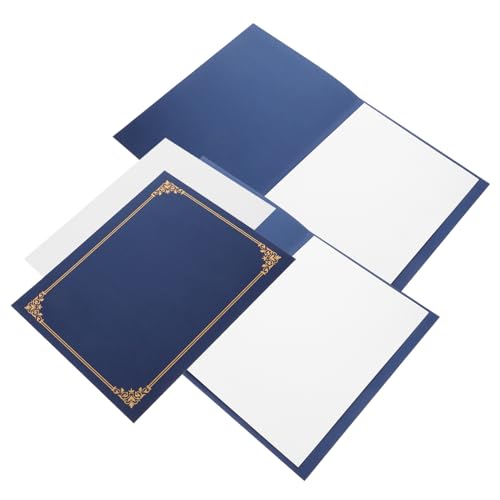 FUNOMOCYA 3 Sets Zertifikatshüllenmappe Diplommappe Damen Zertifikatshüllen Hüllen Zertifikatshalter Kunstleder Zertifikatsmappe Drei Schutzfolien Wenn Blankodokument Marineblaues Papier von FUNOMOCYA