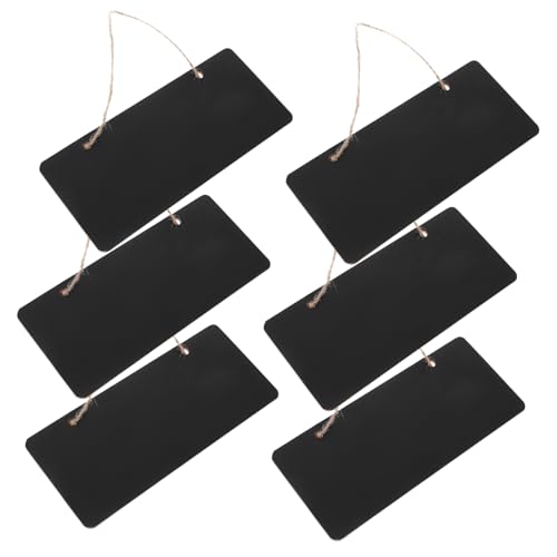 FUNOMOCYA 6 Stück Hängende kleine Tafel hangboard anrichteplatte dekorplatte spannbetttuch für topper löschbares Message Board Kreide Nachrichtentafel aus Holz schwarze Tafel aus Holz Black von FUNOMOCYA
