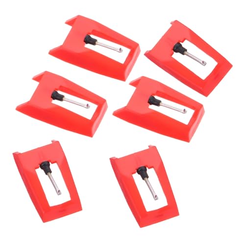 FUNOMOCYA 6 Stück Stift Stylus-Nadel Vinyl aufzeichnen Drehscheibe Messgerät Nadel für Schallplattenspieler Ersatznadel für Plattenspieler Universal-Plattenspieler-Ersatznadeln Plastik rot von FUNOMOCYA