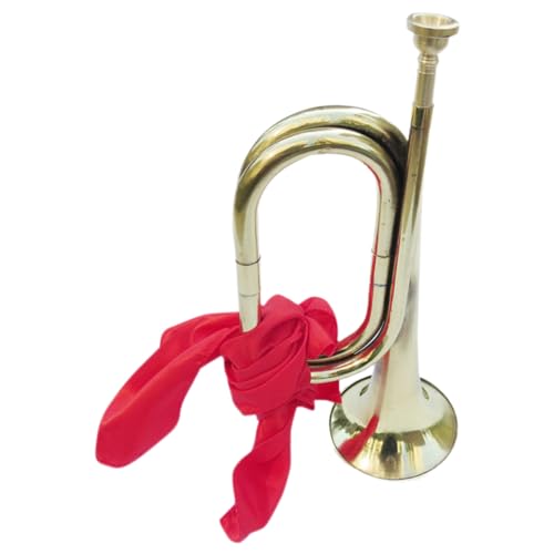FUNOMOCYA Teen-trompete Anfänger-band Signalhorn Metall-trompete Instrument für Bühnenauftritte Musikinstrument für Bands Goldene Trompete Rote Schärpe FUNOMOCYA Teen-trompete Anfänger-band Signalhorn Metall-trompete Instrument für Bühnenauftritte Musikinstrument für Bands Goldene Trompete Rote Schärpe von FUNOMOCYA