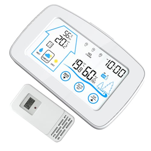 FUNOMOCYA LCD Wetterstation Thermometer Mit Hygrometer Digitales Thermometer Für Mhz Große Ziffern Innenthermometer Mit Zeitanzeige Material von FUNOMOCYA