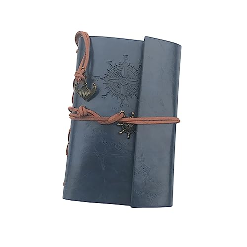 FUNOMOCYA Notizblock aus Leder reisejournal tiarys Schreibwaren kladden Leeres Blatt anchor Vintage-Reise zum Reisen Blau kleines Tagebuch Notizbuch aus Leder Tagebuch aus Leder Blue von FUNOMOCYA