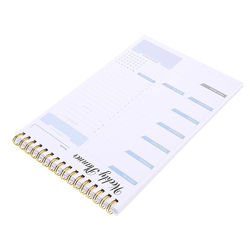 FUNOMOCYA Wochenplaner Täglicher Aufgabenplaner Top-Spiralnotizbuch Agenda briefpapier set schreibwaren set Täglicher Notizblock für den Schreibtisch Planungsunterlagen Aluminiumlegierung von FUNOMOCYA