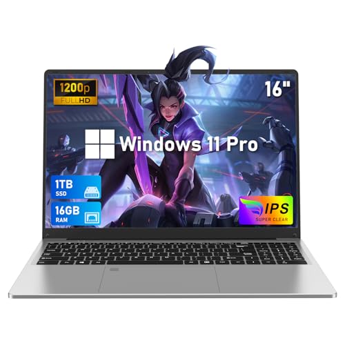FUNYET Laptop 16 Zoll 16GB+1TB SSD Prozessor 12th Generation N95 (bis 3.4GHz), FHD 1920 x 1200, 5+2.4G WiFi, USB 3.0, Bluetooth 5.0, HDMI, 180°Rotation Gary von FUNYET