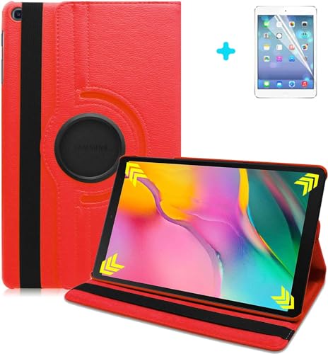 FURROB® Samsung Galaxy Tab S6 Lite 10.4"(2020/2022) Hülle-360° Rotations PU Leder Case mit Standfunktion für SM-P610/P615/P613/P619+ Schutzfoli (Rot) von FURROB