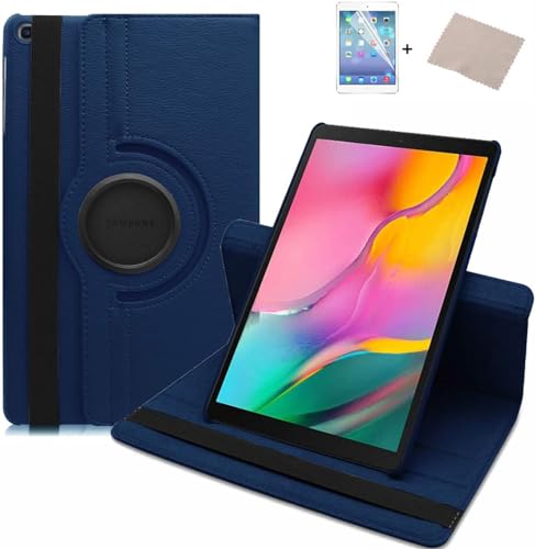 FURROB® iPad 9./8./7. Generation(10,2 Zoll, Modell 2021 2020 2019) Hülle Case-360 Grad Rotations PU Ledertasche Smart Cover mit Standfunktion für iPad 10.2 Tablet+Display Schutzfolie(Dunkelblau von FURROB