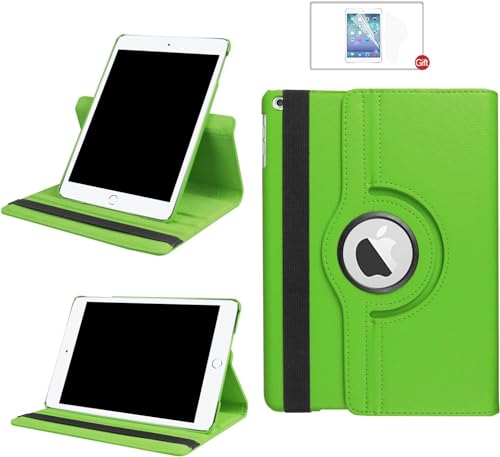 FURROB® iPad 9./8./7. Generation(10,2 Zoll, Modell 2021 2020 2019) Hülle Case-360 Grad Rotations PU Ledertasche Smart Cover mit Standfunktion für iPad 10.2 Tablet+Display Schutzfolie(Grün) von FURROB