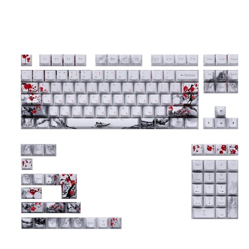128 Tasten OEM Profil Tastenkappen Pflaumenblüte Tastenkappen Set für Spiel Mechanische Tastaturen Keyswitch Tastenkappen ersetzt von FUUGlan