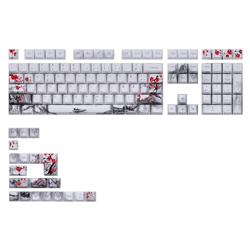 128 Tasten OEM Profil Tastenkappen Pflaumenblüte Tastenkappen Set für Spiel Mechanische Tastaturen Keyswitch Tastenkappen ersetzt von FUUGlan