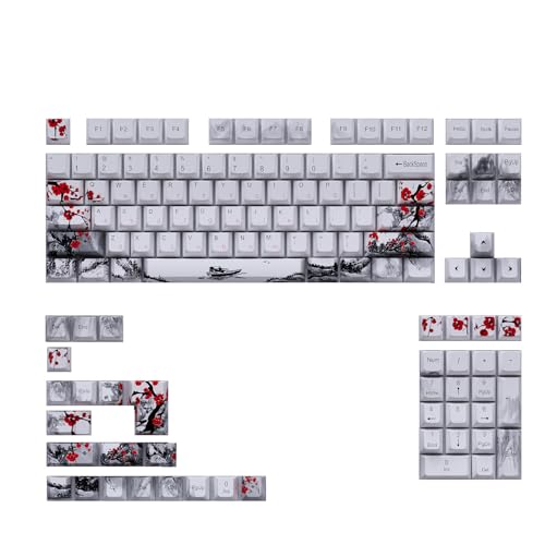 128 Tasten OEM Profil Tastenkappen Pflaumenblüte Tastenkappen Set für Spiel Mechanische Tastaturen Keyswitch Tastenkappen ersetzt von FUUGlan