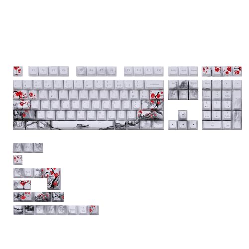 128 Tasten OEM Profil Tastenkappen Pflaumenblüte Tastenkappen Set für Spiel Mechanische Tastaturen Keyswitch Tastenkappen ersetzt von FUUGlan