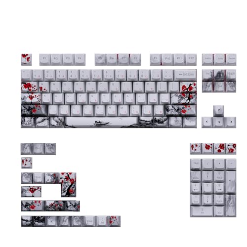 128 Tasten OEM Profil Tastenkappen Pflaumenblüte Tastenkappen Set für Spiel Mechanische Tastaturen Keyswitch Tastenkappen ersetzt von FUUGlan