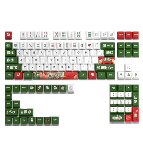 Mahjong-Tastenkappen-Set mit 125 Tasten, Originalgröße, Farbsublimation für klare und langlebige mechanische Tastaturen von FUUGlan