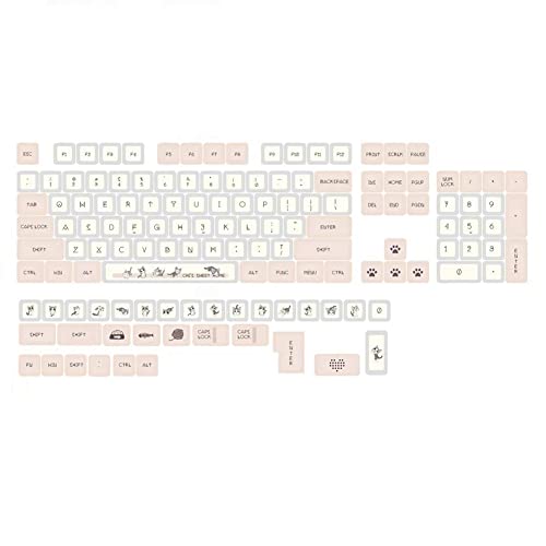 FUUIE XDA Tastenkappen PBT DYE-SUB mit 136 Tasten, niedliches Design, rosa Tastenkappe für Cherry MX Switch GMMK Pro mechanische Tastatur von FUUIE