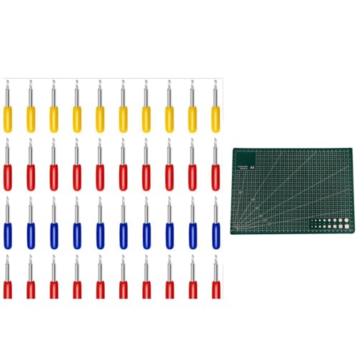 Roland Schneidklingen und Schneidematten Set - 30° /45° /60° Schneidklinge je 10 Stück mit 30x22cm rutschfesten Schneideplatten für Plotter, Näh- und Bastelprojekte Roland Schneidklingen und Schneidematten Set - 30° /45° /60° Schneidklinge je 10 Stück mit 30x22cm rutschfesten Schneideplatten für Plotter, Näh- und Bastelprojekte von FUVBNQGT