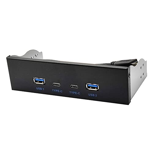 FUWIND USB3.2 Type-C 10Gbps Optisches Laufwerk Panel 2 X USB GEN2+2 X Type-C 3,5-5,25- HUB 19PIN zu C-Port Front-Back-Stecker von FUWIND