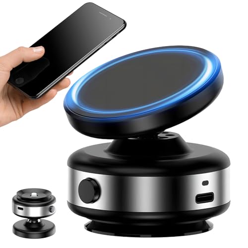 FUXNGZI Smartphone Halterung Auto, 360° Drehbares Teleskop Elektrisch Handyhalter Auto für iPhone Android, Magnetische Ansaugung, Silber von FUXNGZI