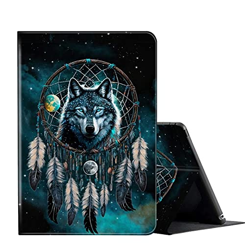 Schutzhülle für iPad 10.2 (2021/2020/2019) 7. / 8. / 9. Generation, verstellbar, rutschfest, Folio-Ständer, Smart Cover für Apple iPad 9/8/7 Gen 10,2 Zoll (25,9 cm), Dram Catcher Wolf von FUYOCWE