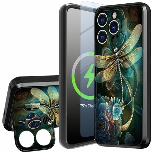 Schutzhülle für iPhone 16 Pro Max mit Displayschutzfolie, kompatibel mit Magsafe, magnetische Hülle mit verbessertem Vollkameraschutz und verstellbarem Kamera-Cover mit Ständer, Libellen-Blumen Schutzhülle für iPhone 16 Pro Max mit Displayschutzfolie, kompatibel mit Magsafe, magnetische Hülle mit verbessertem Vollkameraschutz und verstellbarem Kamera-Cover mit Ständer, Libellen-Blumen von FUYOCWE