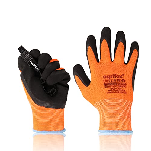 FUZZIO 12 Paar Arbeitshandschuhe Herren, Mechaniker Handschuhe neonorange, Gartenhandschuhe Damen, Arbeitshandschuhe Damen Gr 7, Montagehandschuhe Herren, Schrumpf Latex Beschichtung Handschuhclip FUZZIO 12 Paar Arbeitshandschuhe Herren, Mechaniker Handschuhe neonorange, Gartenhandschuhe Damen, Arbeitshandschuhe Damen Gr 7, Montagehandschuhe Herren, Schrumpf Latex Beschichtung Handschuhclip von FUZZIO