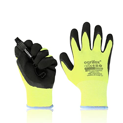 FUZZIO 12 Paar Arbeitshandschuhe Herren Gr 9, Mechaniker Handschuhe neongelbe, Gartenhandschuhe Herren, Arbeitshandschuhe Damen, Montagehandschuhe Herren, Schrumpf Latex Beschichtung Handschuhclip FUZZIO 12 Paar Arbeitshandschuhe Herren Gr 9, Mechaniker Handschuhe neongelbe, Gartenhandschuhe Herren, Arbeitshandschuhe Damen, Montagehandschuhe Herren, Schrumpf Latex Beschichtung Handschuhclip von FUZZIO
