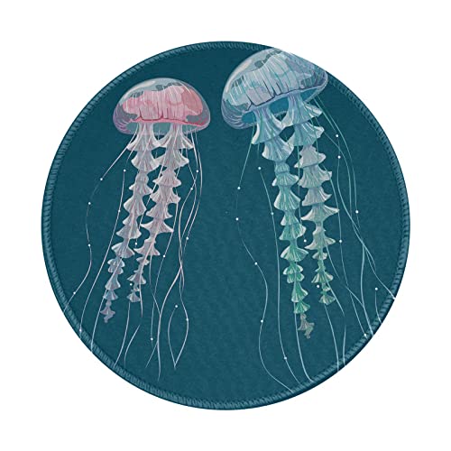 FUkker Blaue rosa Qualle,Rundes Mauspad, rutschfeste Gummibasis, kleines Mauspad, wasserdichtes Mauspad 8 Zoll von FUkker