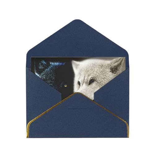 FUkker Grußkarten, Karten mit Umschlägen, perlmuttfarbene Papier-Weihnachtskarten, Dankeskarten, Schwarz-Weiß-Wolf-Design FUkker Grußkarten, Karten mit Umschlägen, perlmuttfarbene Papier-Weihnachtskarten, Dankeskarten, Schwarz-Weiß-Wolf-Design von FUkker