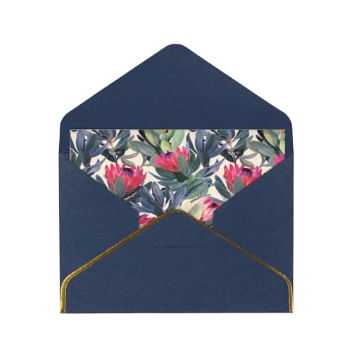 FUkker Grußkarten, Karten mit Umschlägen, perlmuttfarbene Papier-Weihnachtskarten, Dankeskarten, bemaltes Protea-Muster auf weißem Hintergrund FUkker Grußkarten, Karten mit Umschlägen, perlmuttfarbene Papier-Weihnachtskarten, Dankeskarten, bemaltes Protea-Muster auf weißem Hintergrund von FUkker