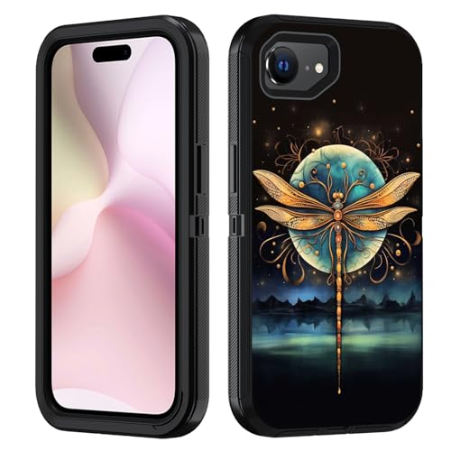 FVAENDHIO Schutzhülle für iPhone 16e, strapazierfähig, 3-in-1-Hybrid-Hülle, Militärqualität, stoßfest, Ganzkörper-Schutzhülle für iPhone 16e (2025), 15,5 cm (6,1 Zoll), Libelle von FVAENDHIO