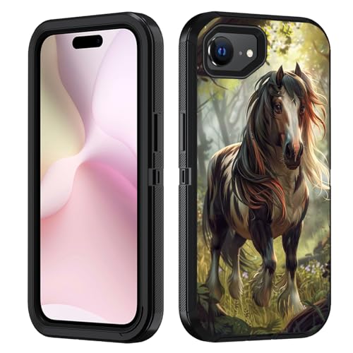 FVAENDHIO Schutzhülle für iPhone 16e, strapazierfähig, 3-in-1-Hybrid-Hülle, Militärqualität, stoßfest, Ganzkörper-Schutzhülle für iPhone 16e (2025), 15,5 cm (6,1 Zoll), Pferd von FVAENDHIO