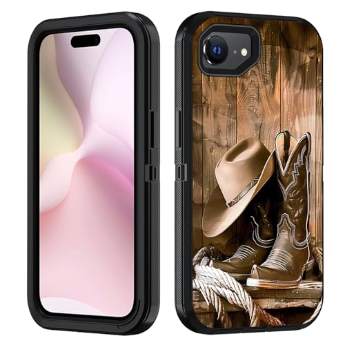 FVAENDHIO Schutzhülle für iPhone 16e, strapazierfähig, 3-in-1-Hybrid-Hülle, Militärqualität, stoßfest, Ganzkörper-Schutzhülle für iPhone 16e (2025), 15,5 cm (6,1 Zoll), Western-Cowboy-Ausrüstung von FVAENDHIO