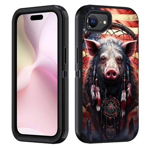 FVAENDHIO Schutzhülle für iPhone 16e, strapazierfähig, 3-in-1-Hybrid-Hülle, Militärqualität, stoßfest, Ganzkörper-Schutzhülle für iPhone 16e (2025), 15,5 cm (6,1 Zoll), amerikanische Flagge von FVAENDHIO