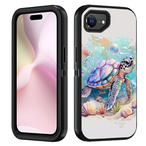 FVAENDHIO Schutzhülle für iPhone 16e, strapazierfähig, 3-in-1-Hybrid-Schutzhülle in Militärqualität, stoßfest, Ganzkörper-Schutzhülle für iPhone 16e (2025), 15,5 cm (6,1 Zoll), Meeresschildkröte von FVAENDHIO