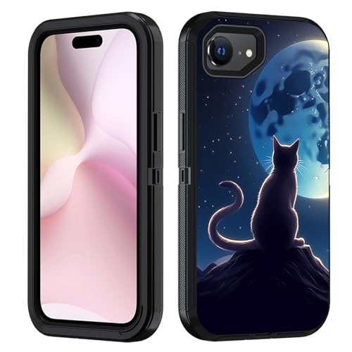 FVAENDHIO Schutzhülle für iPhone 16e, strapazierfähig, 3-in-1-Hybrid-Schutzhülle in Militärqualität, stoßfest, Ganzkörper-Schutzhülle für iPhone 16e (2025), 15,5 cm (6,1 Zoll), Cartoon-Katze unter dem von FVAENDHIO