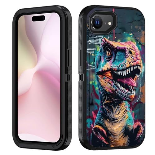 FVAENDHIO Schutzhülle für iPhone 16e, strapazierfähig, 3-in-1-Hybrid-Schutzhülle in Militärqualität, stoßfest, Ganzkörper-Schutzhülle für iPhone 16e (2025), 15,5 cm (6,1 Zoll), Dinosaurier von FVAENDHIO