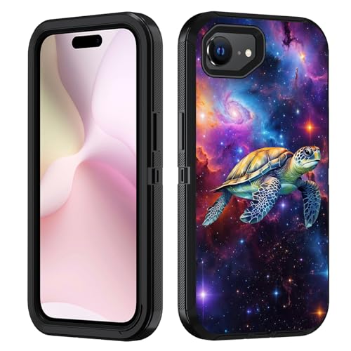 FVAENDHIO Schutzhülle für iPhone 16e, strapazierfähig, 3-in-1-Hybrid-Schutzhülle in Militärqualität, stoßfest, Ganzkörper-Schutzhülle für iPhone 16e (2025), 15,5 cm (6,1 Zoll), Galaxy Nebula Turtle von FVAENDHIO