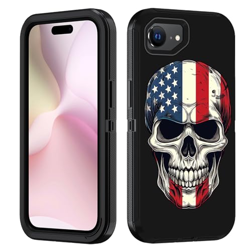 FVAENDHIO Schutzhülle für iPhone 16e (2025), strapazierfähig, 3-in-1-Hybrid-Hülle, Militärqualität, stoßfest, Ganzkörper-Schutzhülle für iPhone 16e (2025), 15,5 cm (6,1 Zoll), Totenkopf mit von FVAENDHIO