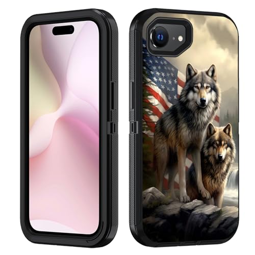 FVAENDHIO Schutzhülle für iPhone 16e (2025), strapazierfähig, 3-in-1-Hybrid-Hülle, Militärqualität, stoßfest, Ganzkörper-Schutzhülle für iPhone 16e (2025), 15,5 cm (6,1 Zoll), amerikanische Flagge von FVAENDHIO