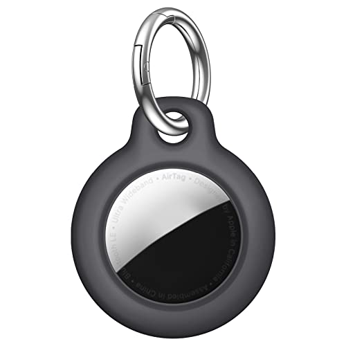 FVKOOG AirTag Fall mit Schlüsselbund,Ganzkörper Stoßfeste Schutz Hard PC Tracker Fall mit Schleife Air Tag Halter Zubehör(Schwarz) von FVKOOG