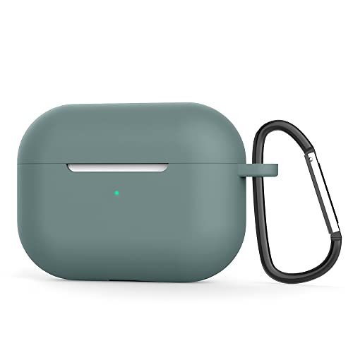 FVKOOG Kompatibel mit Airpods Pro Case, Soft Silikon Skin Case Cover Stoßfeste Schutzhülle mit Schlüsselbund für AirPods Pro(2019),Dark Green von FVKOOG