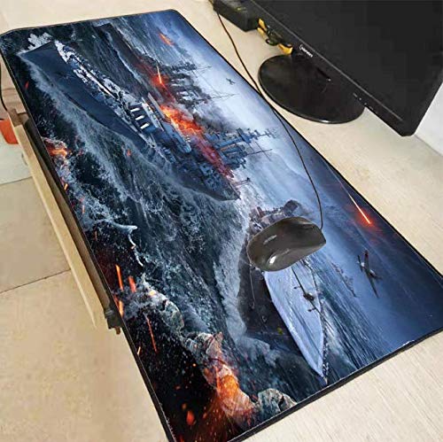 World of Warships Großes Gaming-Mauspad Mauspad mit Schlosskante Laptop-Computer Tastatur-Pad Schreibtisch-Pad 300 * 800 * 3 mm von FVNJHL