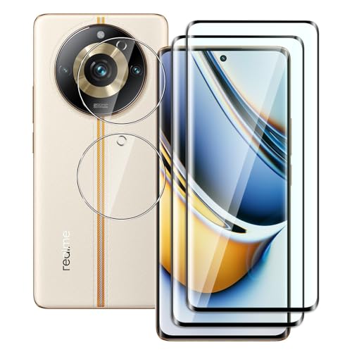 FWKDWHPH [2+2 Stück Stück Temperglas Schutzfolie für Realme 11 Pro/11 Pro Plus und Kamera Schutzfolie,3D-Volle Bedeckung,9H Härte,kratzfest,blasenfrei,HD Displayschutz von FWKDWHPH