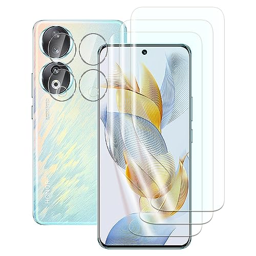 FWKDWHPH [3+2 Stück TPU Displayschutzfolie kompatibel mit Honor 90 und Kamera Temperglas,Fingerabdruck-Unterstützung,kratzfest,blasenfrei,HD Schutzfolie von FWKDWHPH