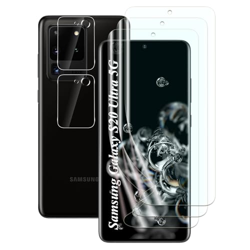 FWKDWHPH [3+2 Stück TPU Displayschutzfolie kompatibel mit Samsung Galaxy S20 Ultra 5G und Kamera Temperglas,Fingerabdruck-Unterstützung,kratzfest,blasenfrei,HD Schutzfolie von FWKDWHPH