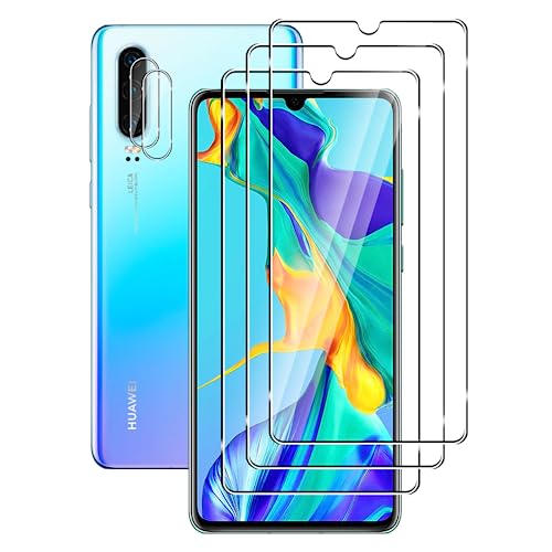 FWKDWHPH [3+2 Stück Temperglas Schutzfolie für Huawei P30 und Kamera Schutzfolie,9H Härte,kratzfest,blasenfrei,HD Displayschutz von FWKDWHPH