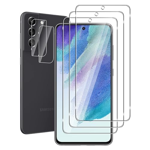 FWKDWHPH [3+2 Stück Temperglas Schutzfolie für Samsung Galaxy S21 FE 5G und Kamera Schutzfolie,9H Härte,kratzfest,blasenfrei,HD Displayschutz von FWKDWHPH