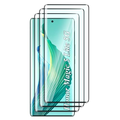 FWKDWHPH [3 Stück Stück Temperglas Schutzfolie für Honor Magic 5 Lite 5G,3D-Volle Bedeckung,9H Härte,kratzfest,blasenfrei,HD Displayschutz von FWKDWHPH