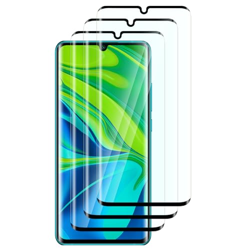 FWKDWHPH [3 Stück Stück Temperglas Schutzfolie für Xiaomi Mi Note 10/Note 10 PRO/Note 10 Lite,3D-Volle Bedeckung,9H Härte,kratzfest,blasenfrei,HD Displayschutz von FWKDWHPH