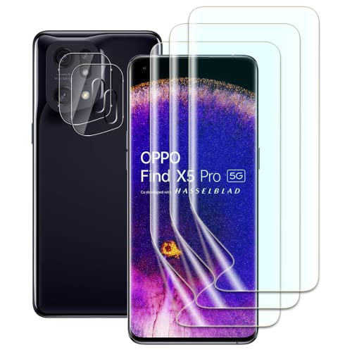 FWang [3+2 Stück] TPU Displayschutzfolie kompatibel mit OPPO Find X5 Pro und Kamera Temperglas,Fingerabdruck-Unterstützung,kratzfest,blasenfrei,HD Schutzfolie von FWang