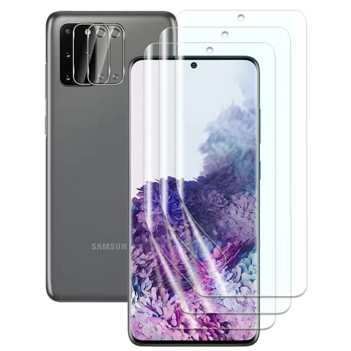 FWang [3+2 Stück] TPU Displayschutzfolie kompatibel mit Samsung Galaxy S20 PLUS und Kamera Temperglas,Fingerabdruck-Unterstützung,kratzfest,blasenfrei,HD Schutzfolie von FWang